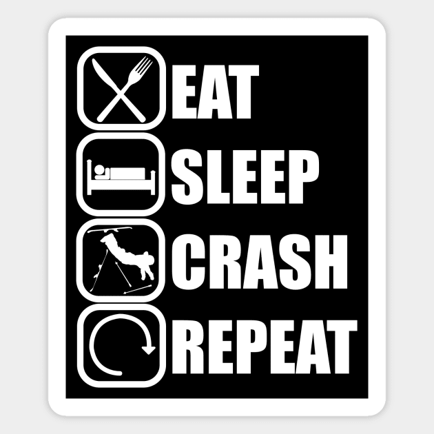 Eat Sleep Crash Repeat - Funny Skiing Quote Magnet by ChrisWilson